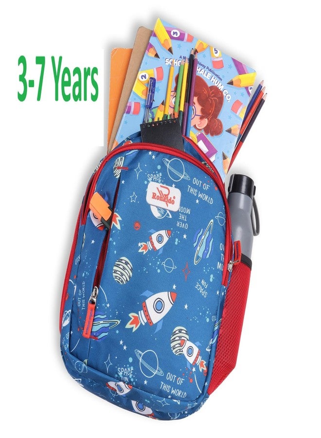 Ronaldo School Bag Space Adventure Kids Backpack Colorful Astronaut Print for Boys and Girls Ages 3-7 Years (Airforce Blue) - Image 4